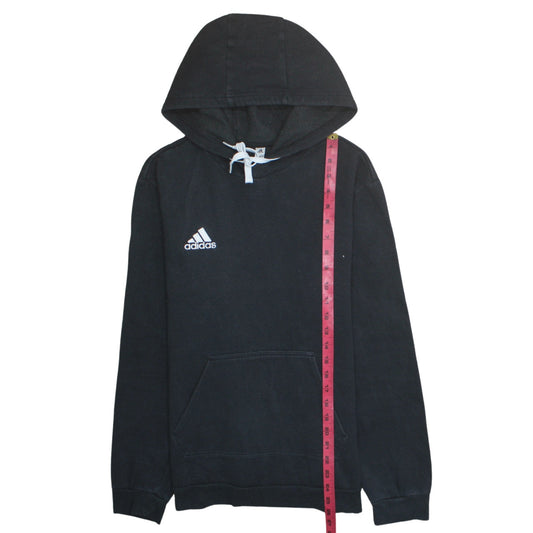 Adidas Men Black Pullover Hoodie Medium Fleece Logo Sportswear