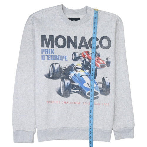 Hollister Men’s Grey Racing Graphic Pullover Sweatshirt M Relaxed Fit