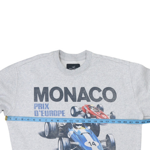 Hollister Men’s Grey Racing Graphic Pullover Sweatshirt M Relaxed Fit