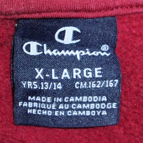 Champion Teens Red Pullover Hoodie XL Logo Graphic Fleece