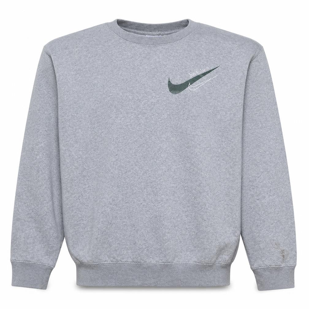 Nike Men’s Grey Pullover Sweatshirt L Logo Crew Neck Fleece