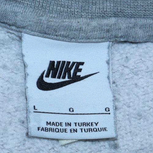 Nike Men’s Grey Pullover Sweatshirt L Logo Crew Neck Fleece