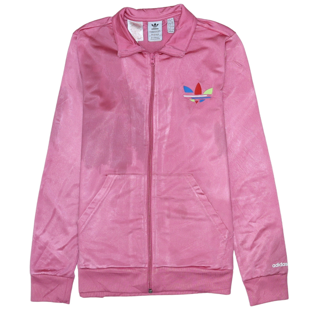 Adidas Women's Pink Full Zip Track Sweatshirt L Primeblue Polyester