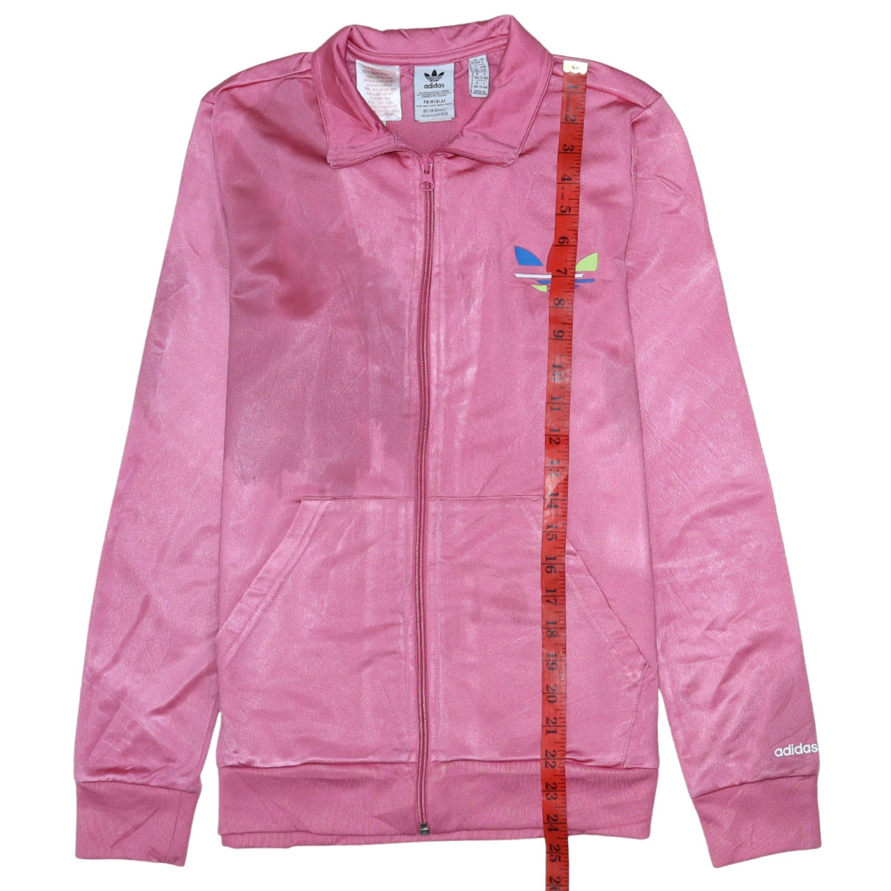 Adidas Women's Pink Full Zip Track Sweatshirt L Primeblue Polyester