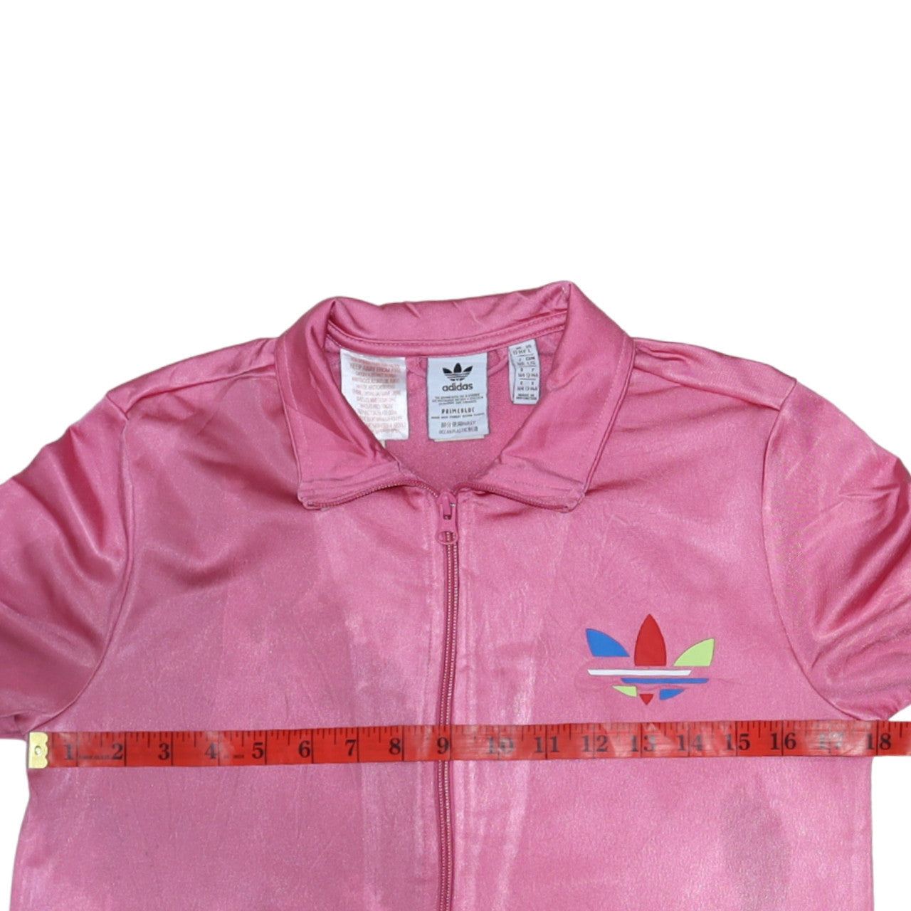 Adidas Women's Pink Full Zip Track Sweatshirt L Primeblue Polyester