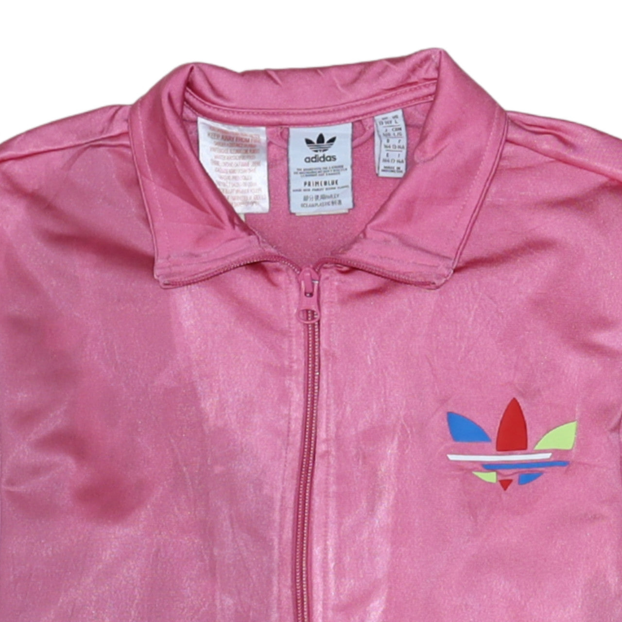 Adidas Women's Pink Full Zip Track Sweatshirt L Primeblue Polyester