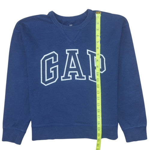 GAP Kids Girls Blue Pullover Sweatshirt 12-13 Years Logo Crew Neck Classic