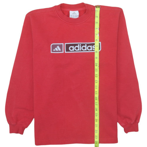 adidas Boys Red Pullover Sweatshirt 11-12 Years Logo Fleece Crew Neck