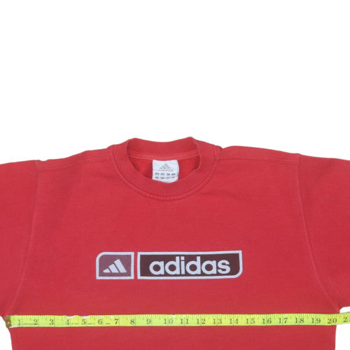 adidas Boys Red Pullover Sweatshirt 11-12 Years Logo Fleece Crew Neck