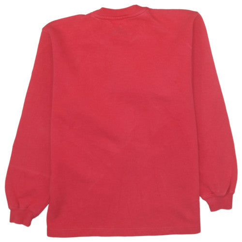 adidas Boys Red Pullover Sweatshirt 11-12 Years Logo Fleece Crew Neck