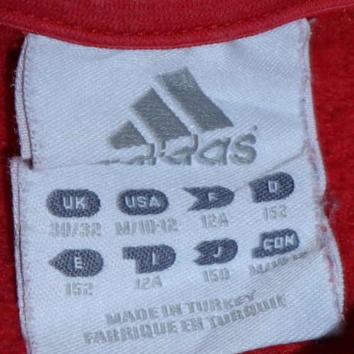 adidas Boys Red Pullover Sweatshirt 11-12 Years Logo Fleece Crew Neck