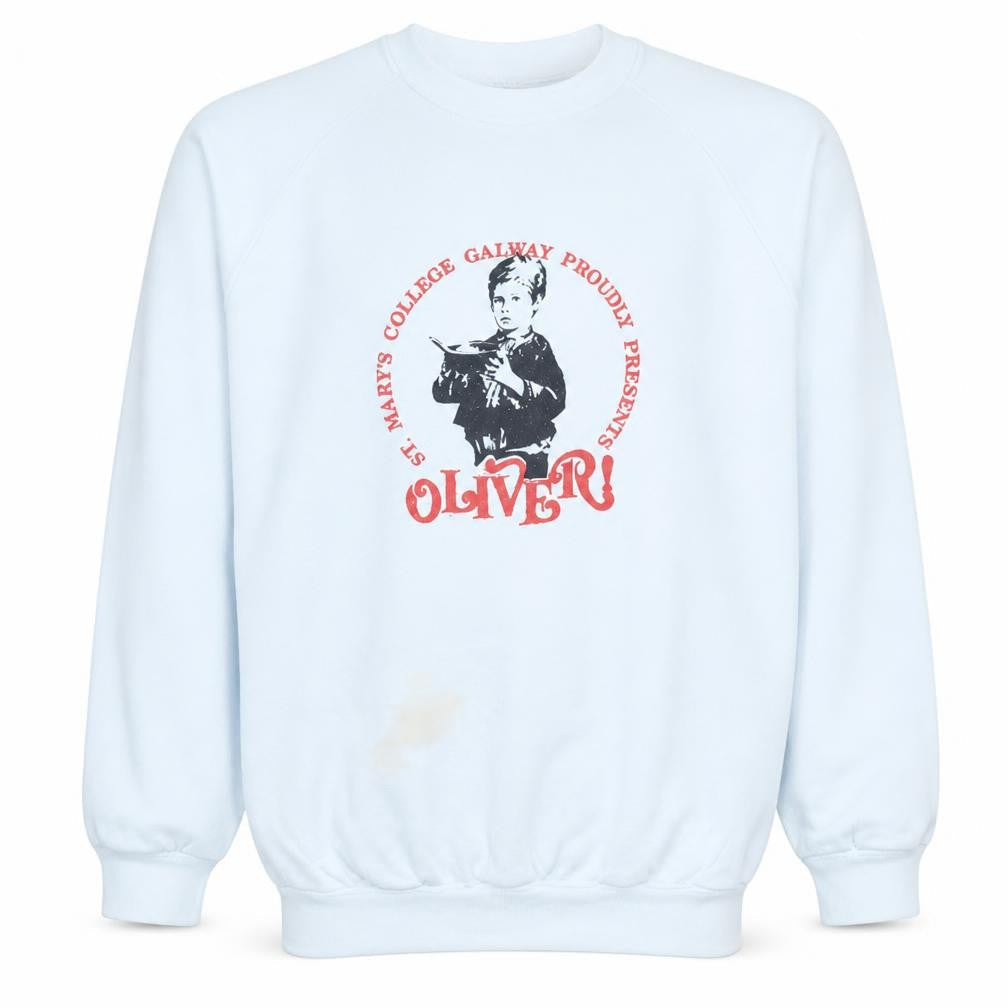 Connolly Men's White Oliver! Graphic Pullover Sweatshirt L Vintage