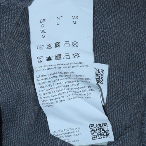 BOSS Men's Grey Pullover Hoodie L Regular Fit Cotton