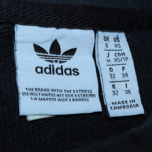 Adidas Women Black XS Crew Neck Pullover Sweatshirt Cotton Blend
