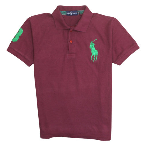 Ralph Lauren Men's Red XL Polo Shirt with Green Logo
