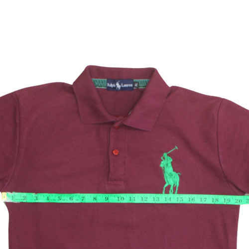 Ralph Lauren Men's Red XL Polo Shirt with Green Logo