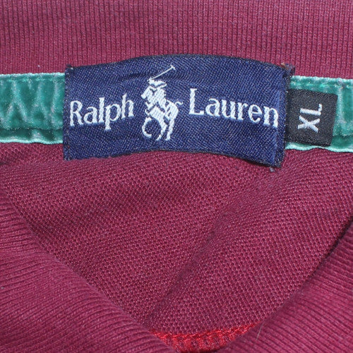 Ralph Lauren Men's Red XL Polo Shirt with Green Logo