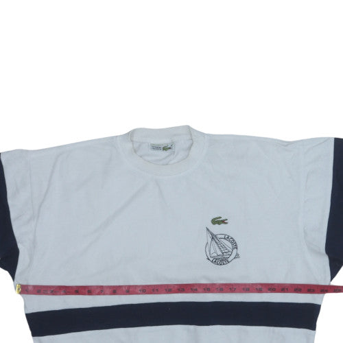 Lacoste Womens White Navy Crew Neck Pullover Sweatshirt Size M