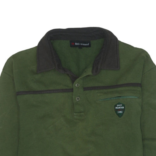Rick Armand Men's Green Henley Sweatshirt Size L Casual Pullover