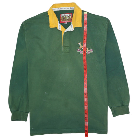 Cotton Traders Men's Green XL Embroidered Rugby Sweatshirt