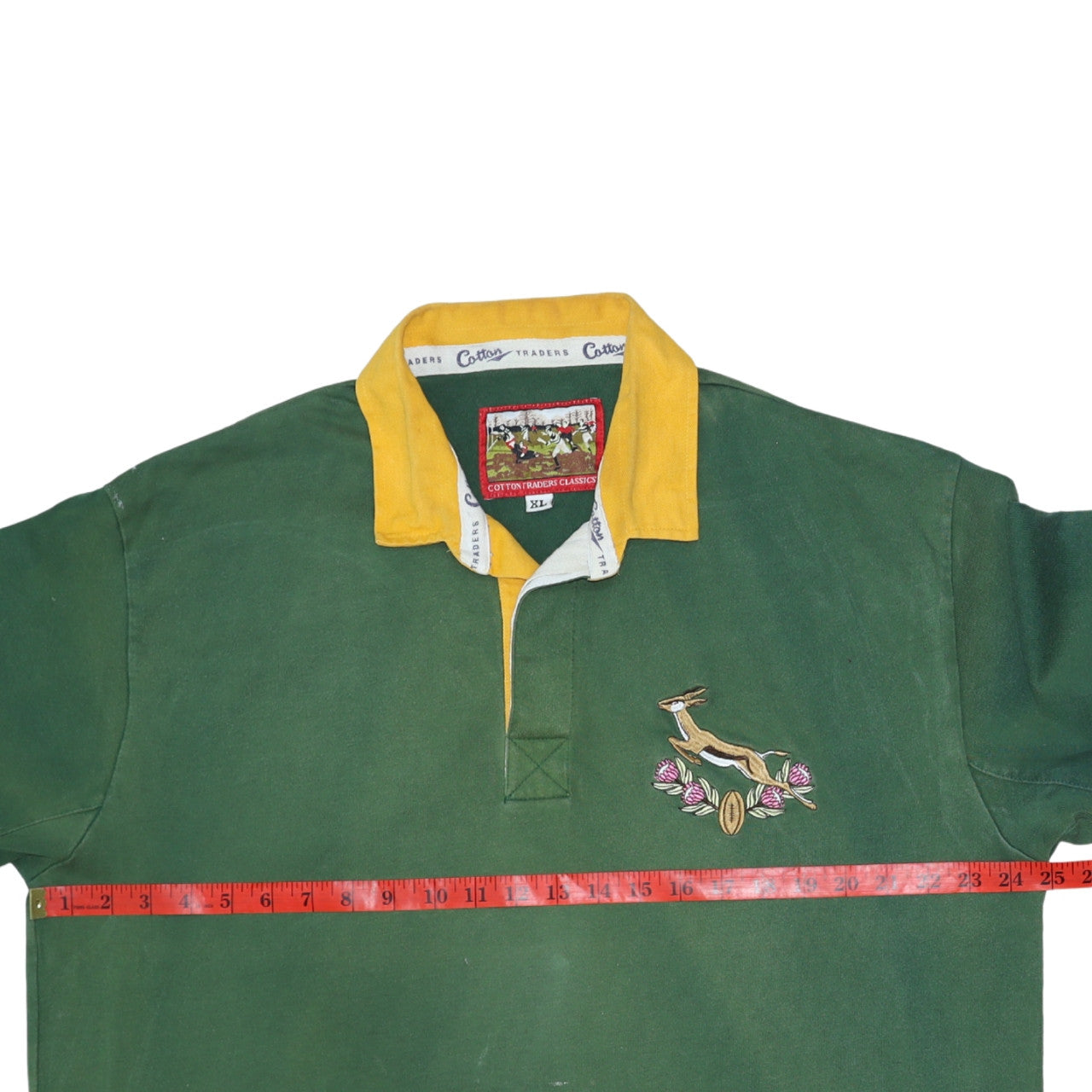 Cotton Traders Men's Green XL Embroidered Rugby Sweatshirt