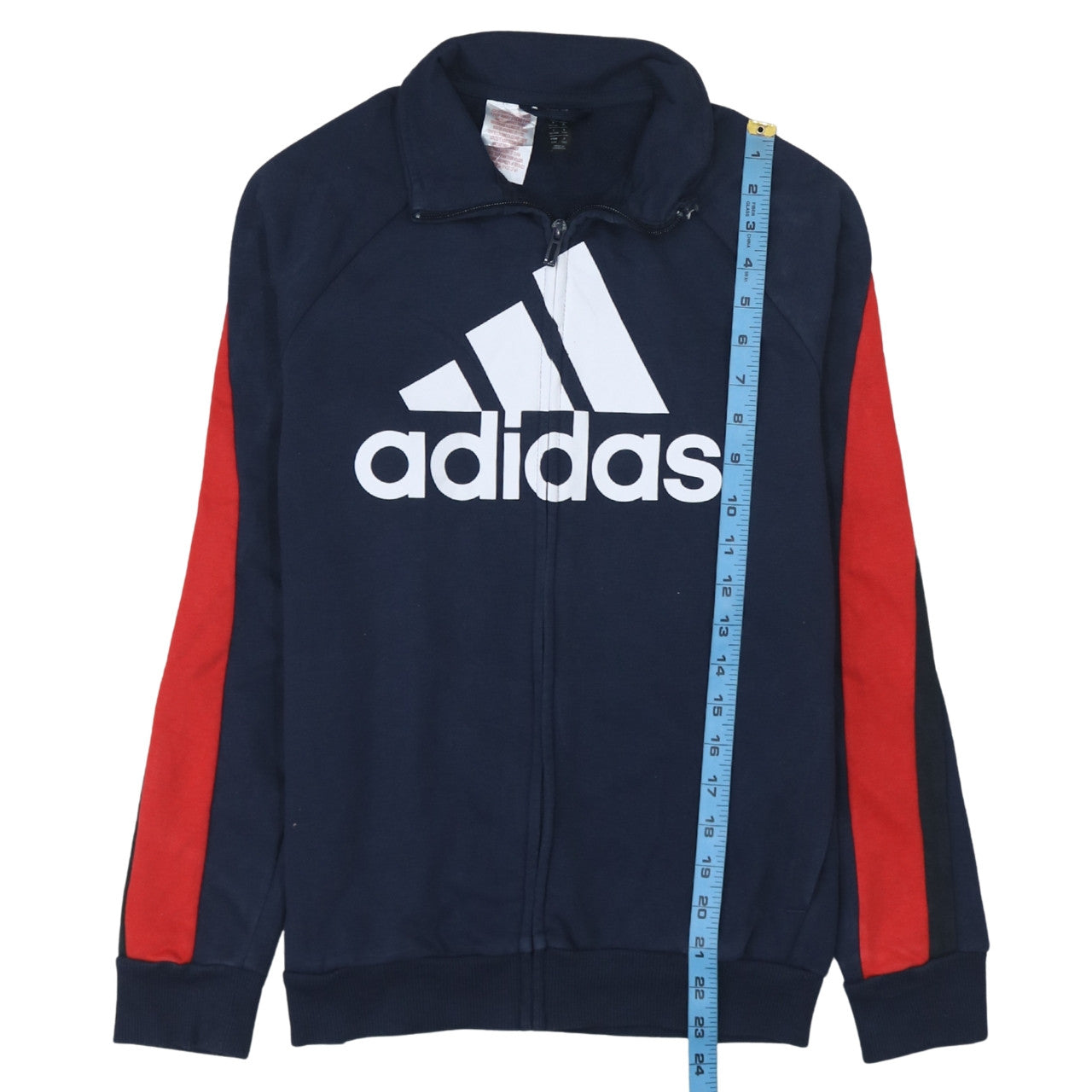 Adidas Boys Blue Track Jacket 13-14 Years Full Zip Cotton Blend Sportswear