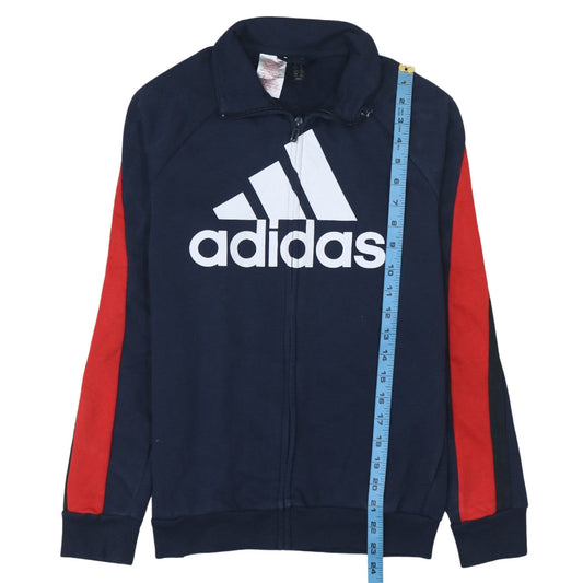 Adidas Boys Blue Track Jacket 13-14 Years Full Zip Cotton Blend Sportswear