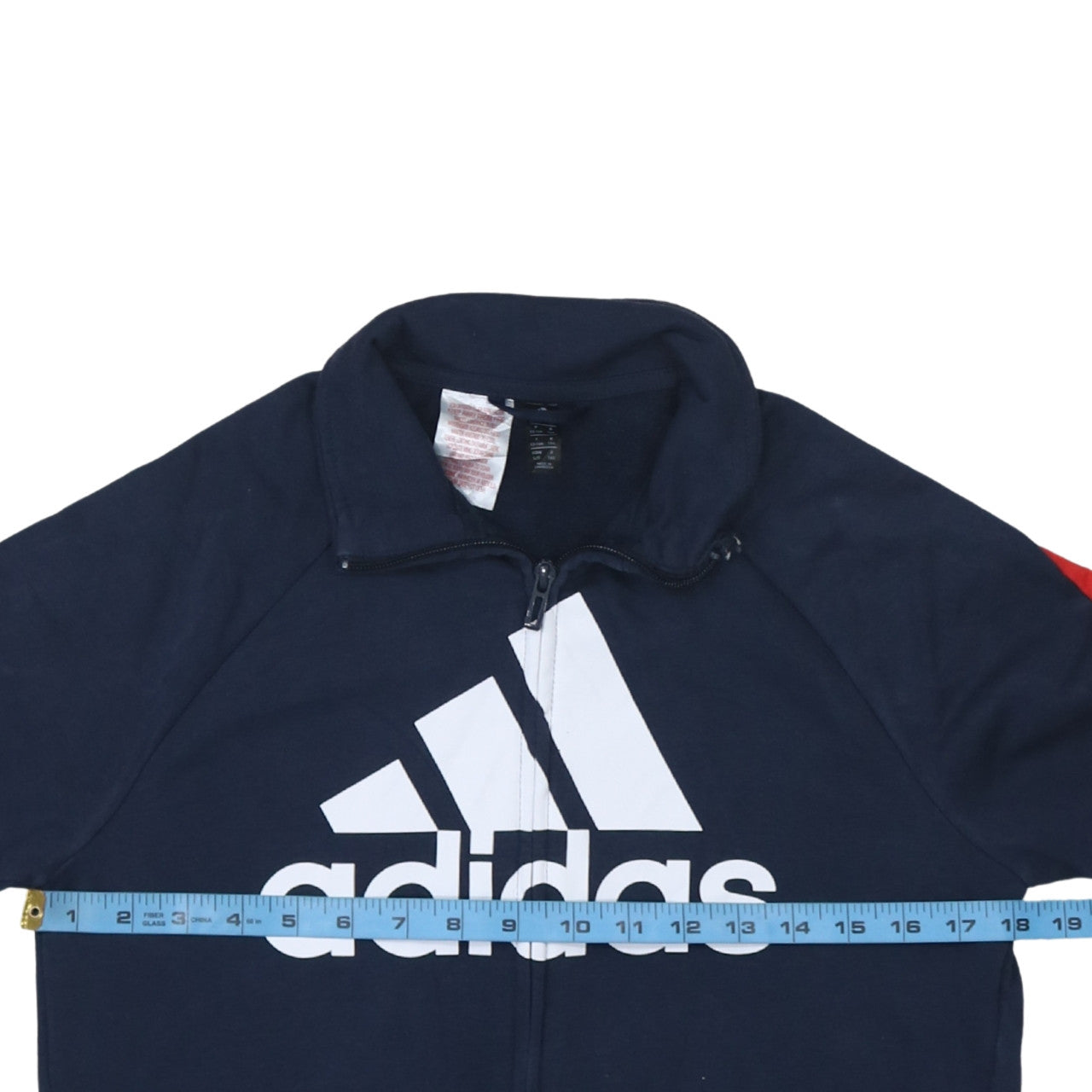 Adidas Boys Blue Track Jacket 13-14 Years Full Zip Cotton Blend Sportswear