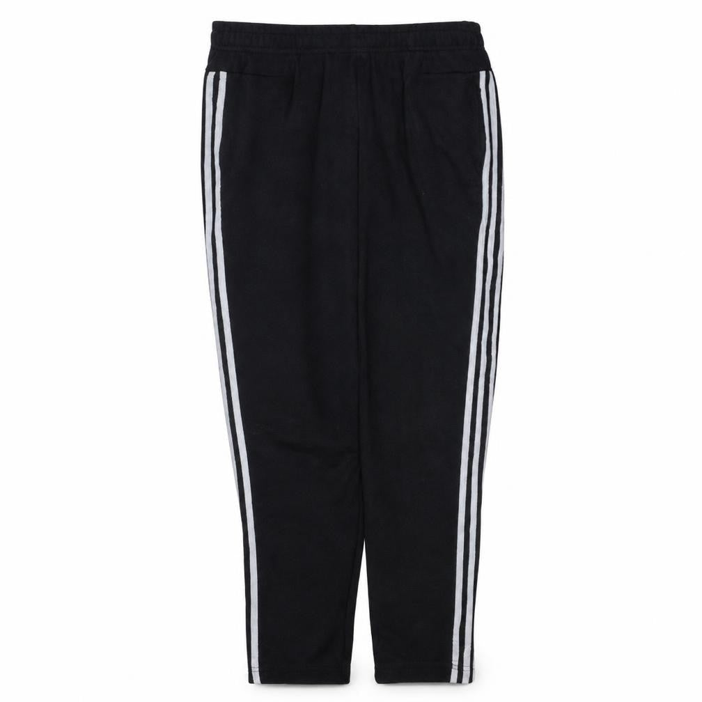 Front view of Adidas Men's Black XL Track Pants with Side Stripes