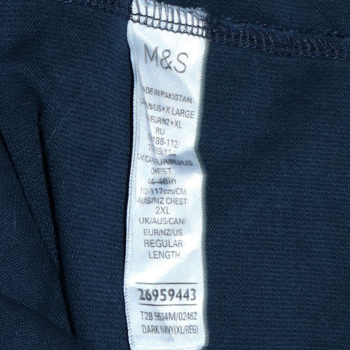 Marks and Spencer Men's Blue Collared Henley Sweatshirt XL