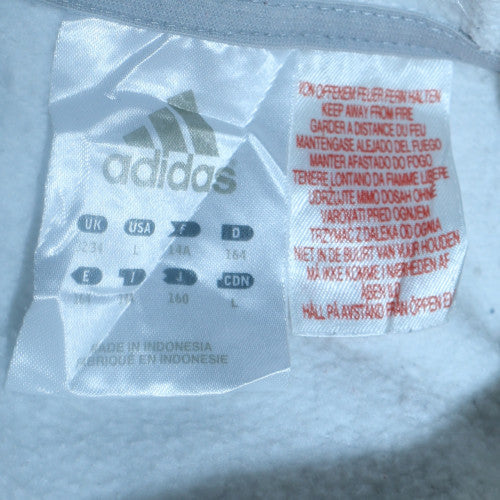 Adidas Men's White Pullover Hoodie L Fleece Sports Sweatshirt