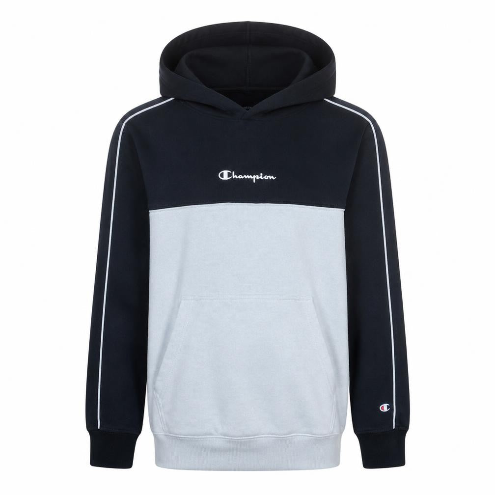 Front view of Champion boys’ black & grey pullover hoodie 13-14 years fleece logo sweatshirt
