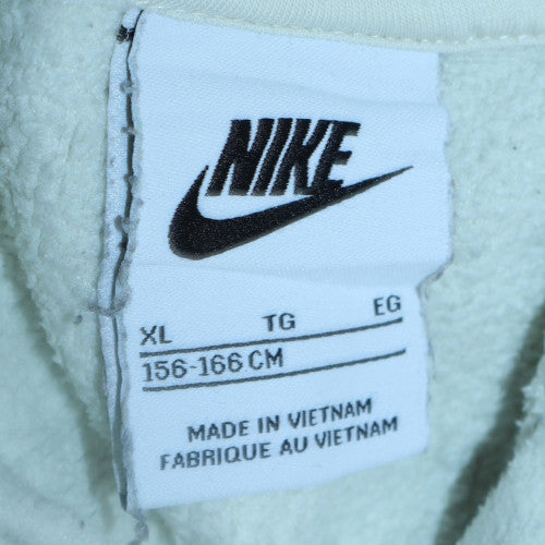 Nike Boys White Full Zip Fleece Hoodie XL Logo Print Casual Sweatshirt