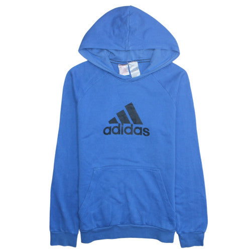adidas Boys Blue Pullover Hoodie 16 Years Fleece Logo Sweatshirt