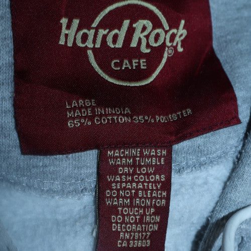 Hard Rock Cafe Men's Grey Pullover Hoodie Large Music Graphic