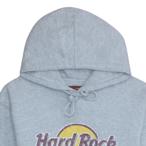 Hard Rock Cafe Men's Grey Pullover Hoodie Large Music Graphic