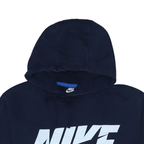 Nike Men's Blue Pullover Hoodie Size M Fleece Logo Sportswear