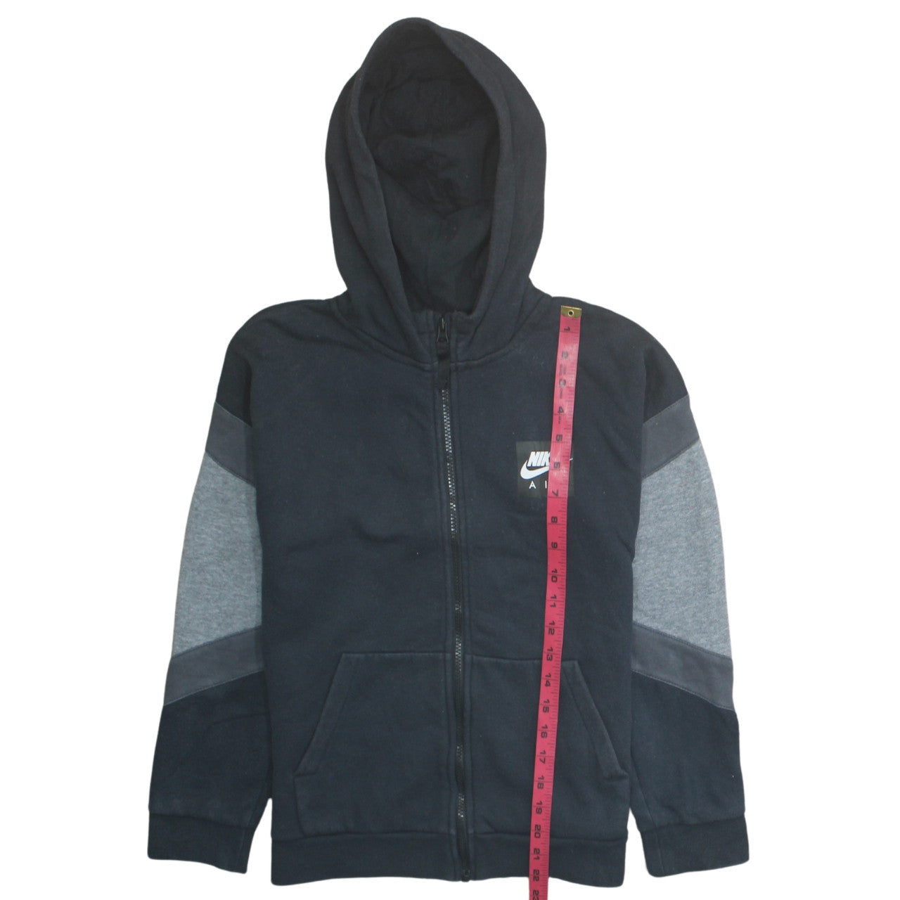 Nike Boys Black Grey Full Zip Hoodie Air Logo 12-13 Years Cotton Blend