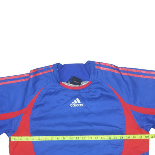 Adidas Mens Blue Red Pullover Sweatshirt S Crew Neck Long Sleeve Sports Top