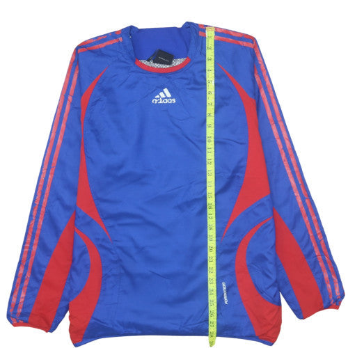 Adidas Mens Blue Red Pullover Sweatshirt S Crew Neck Long Sleeve Sports Top