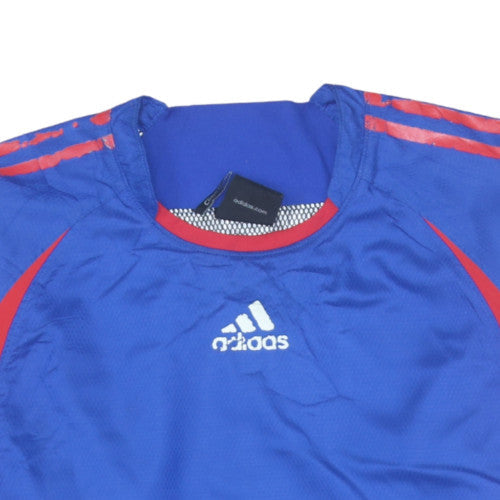 Adidas Mens Blue Red Pullover Sweatshirt S Crew Neck Long Sleeve Sports Top