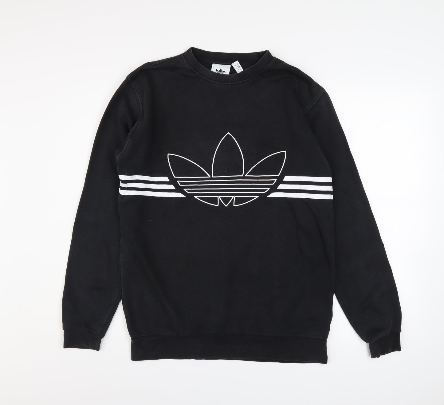 Adidas Mens Black Crew Neck Graphic Logo Sweatshirt Size M