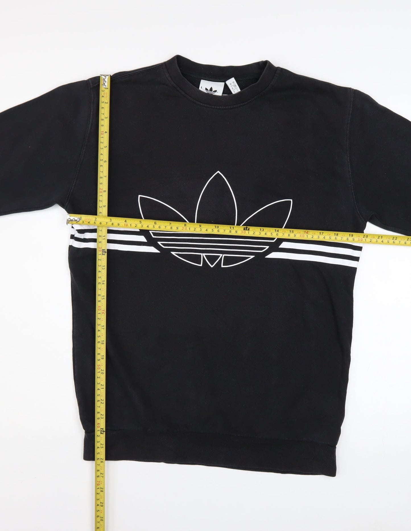Adidas Mens Black Crew Neck Graphic Logo Sweatshirt Size M