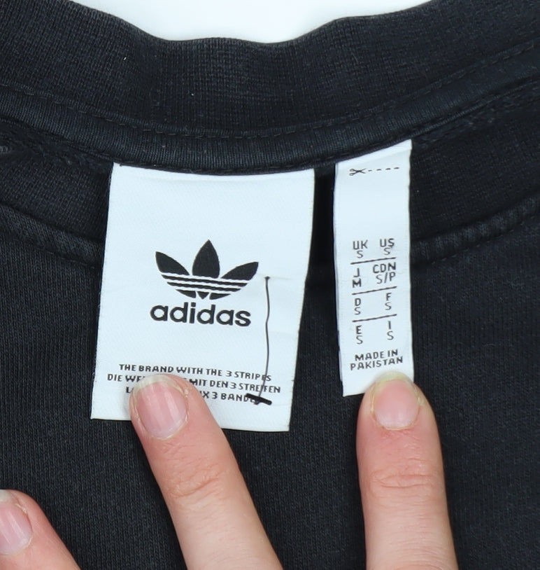 Adidas Mens Black Crew Neck Graphic Logo Sweatshirt Size M