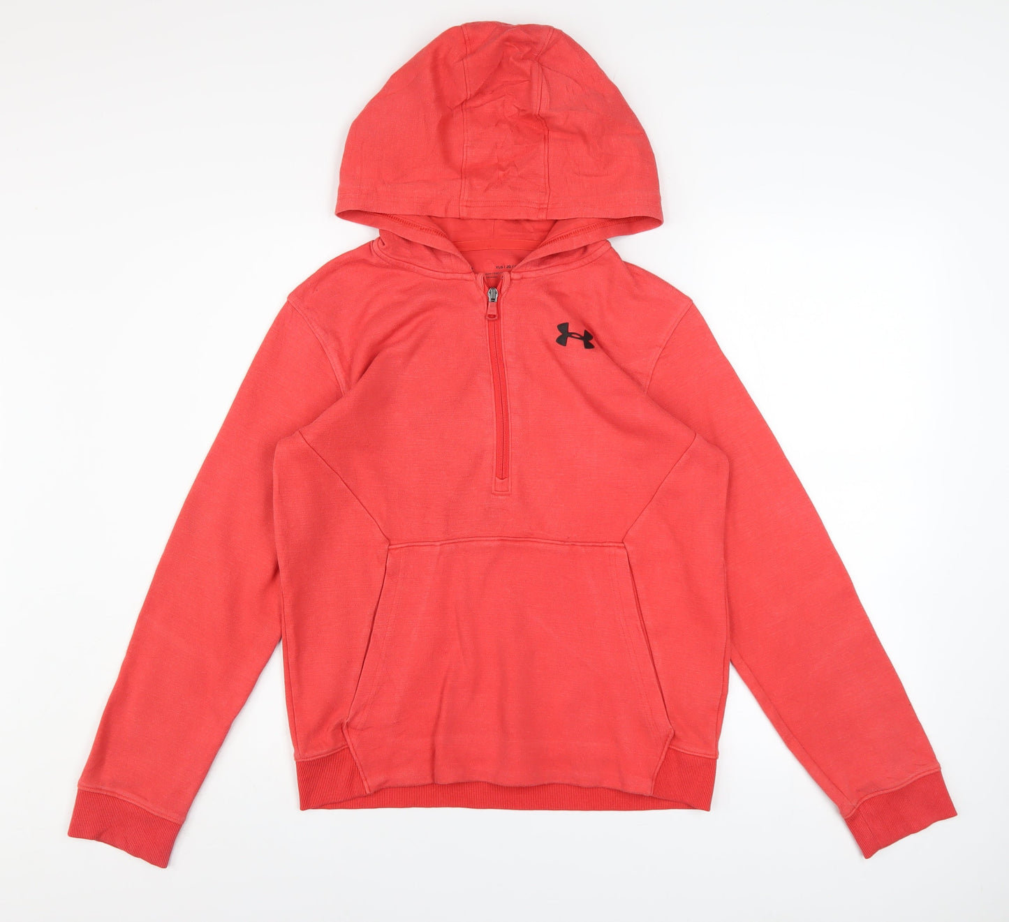 Under Armour Boys Red 1/4 Zip Pullover Hoodie Size 158