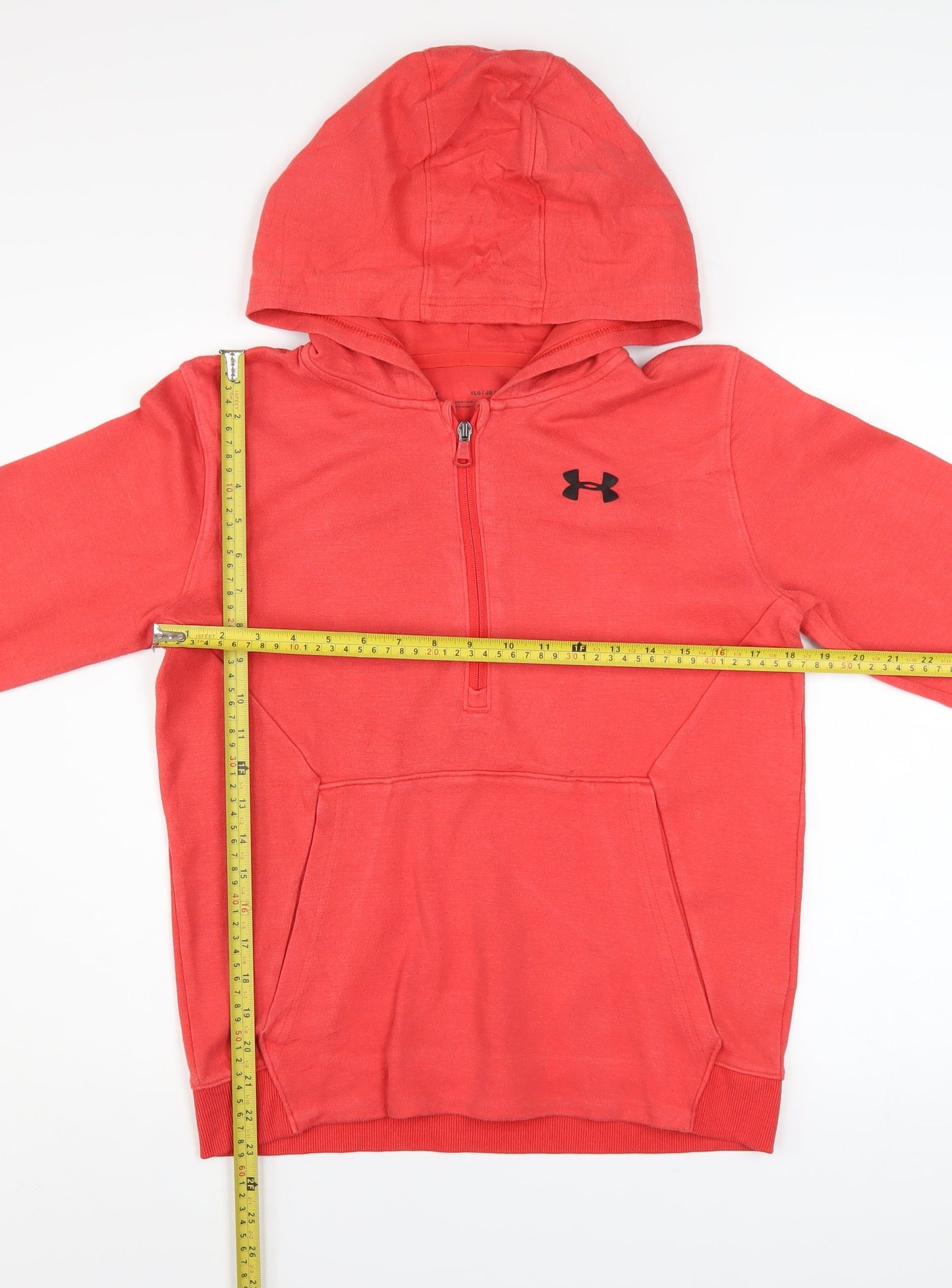 Under Armour Boys Red 1/4 Zip Pullover Hoodie Size 158