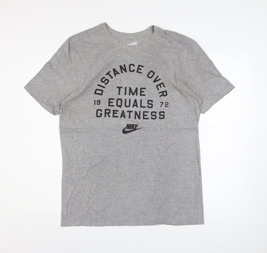 Nike Men's Grey Graphic Athletic Fit Sports T-Shirt Size M