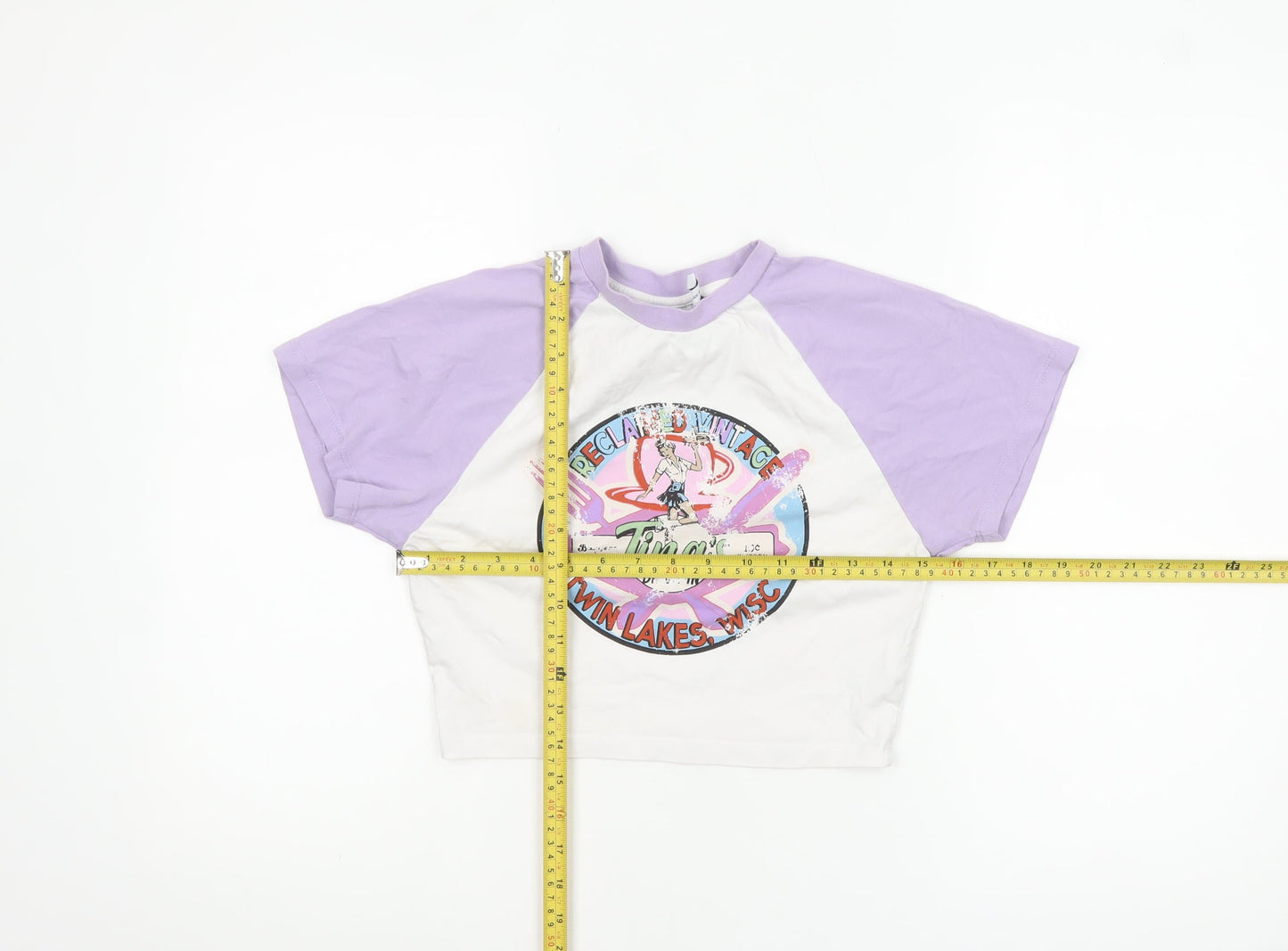 Reclaimed Vintage Women's Multicoloured Cropped T-Shirt Size 8