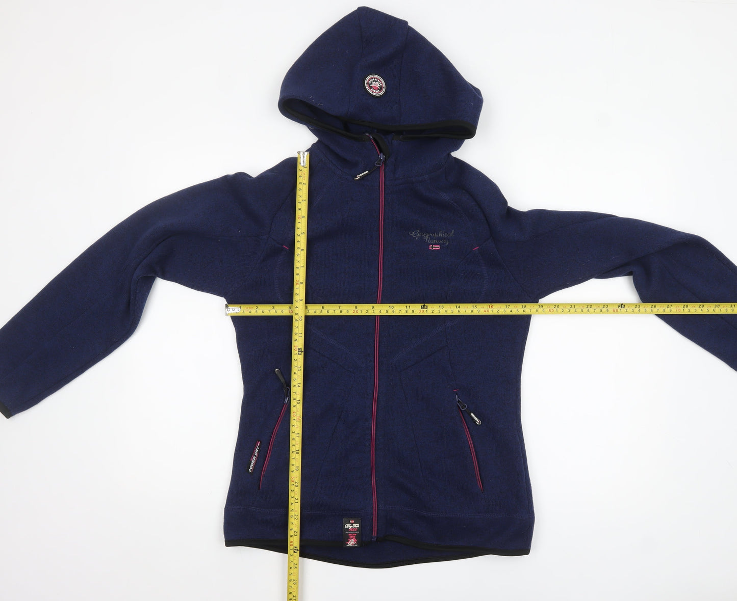 Geographical Norway Women's Blue Full Zip Hooded Fleece Jacket UK 12
