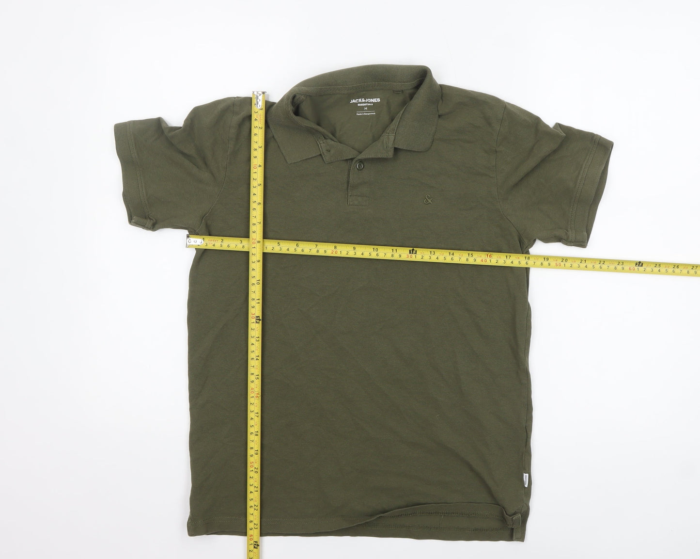 Jack & Jones Men's Green Cotton Polo Shirt M Regular Fit